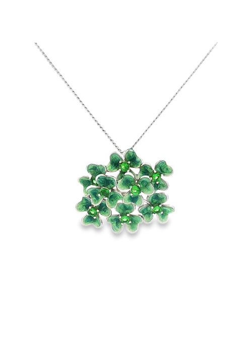 Collana con pietre verdi a forma di trifoglio e smalto perlato verde. GOCCIAZZURRA JEWELS | CLCLOVERRODIOVERDE